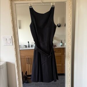 Moda Black Sleeveless Midi Dress with Belt